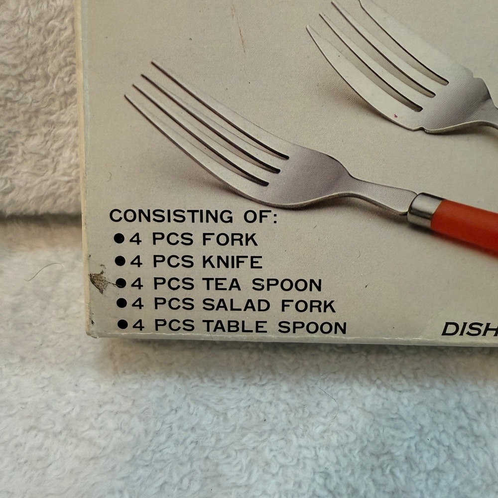 Sango Stainless Steel Flatware Set 20 Piece Service for 4 White Handles Vintage - Picture 2 of 13